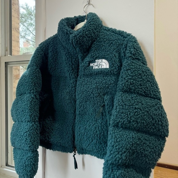 New The North Face Nuptse Sherpa Jacket Puffer High Pile Fleece Green - Picture 7 of 15